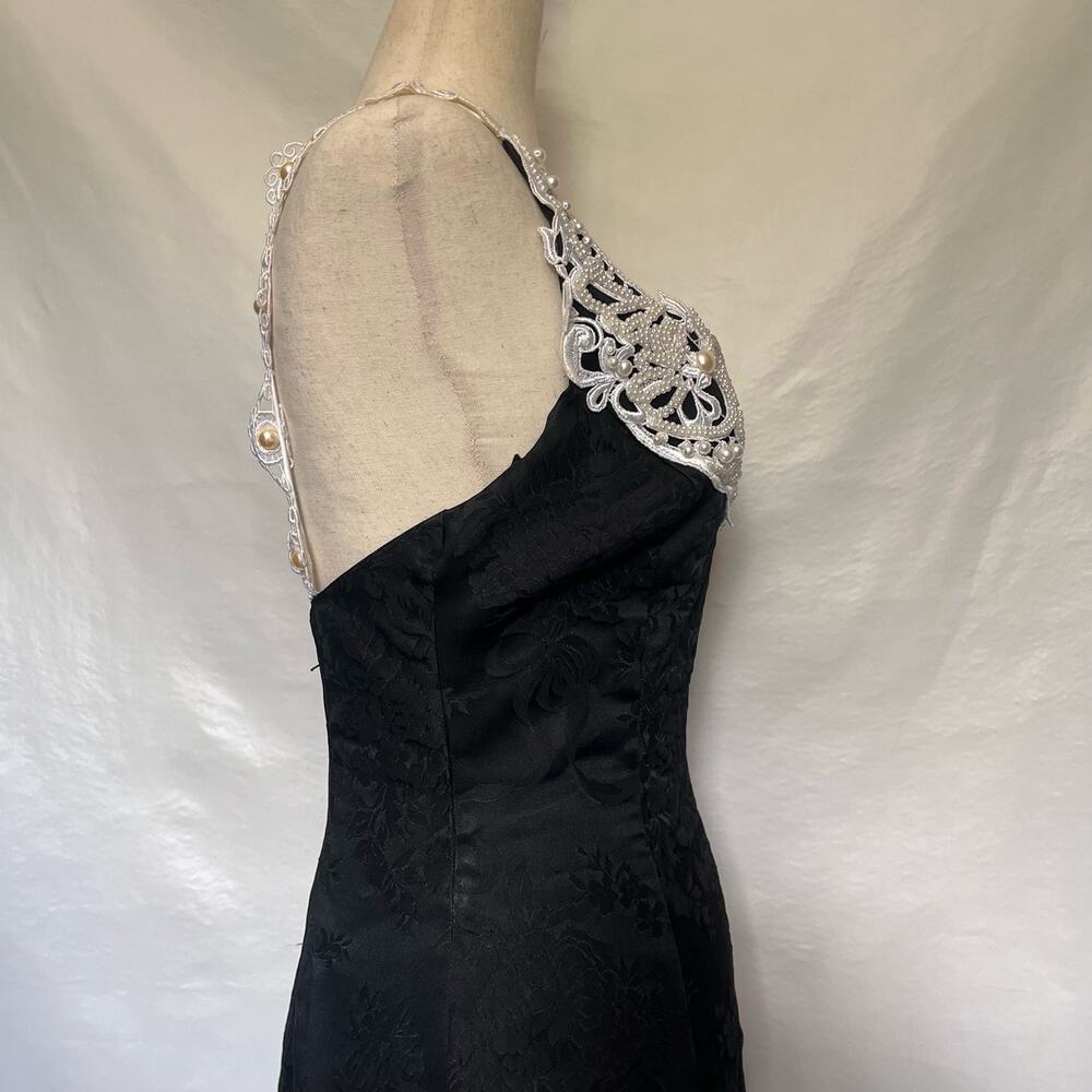 Vtg Y2K Scott McClintock Damask Lace Pearl Dress 6 Gothic Romantic Prom Glam USA - Picture 12 of 16